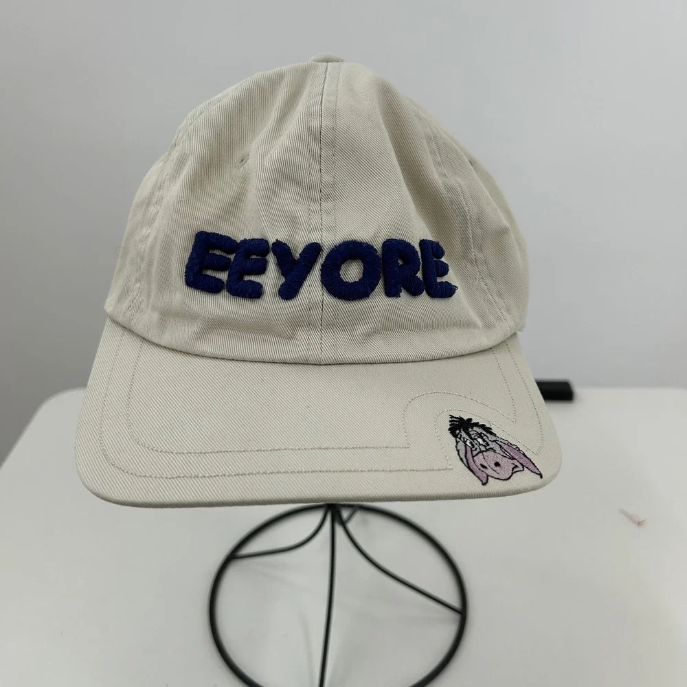 Vintage Walt Disney World Eeyore Baseball Hat Khaki‎ Beige Cotton Adjustable Cap